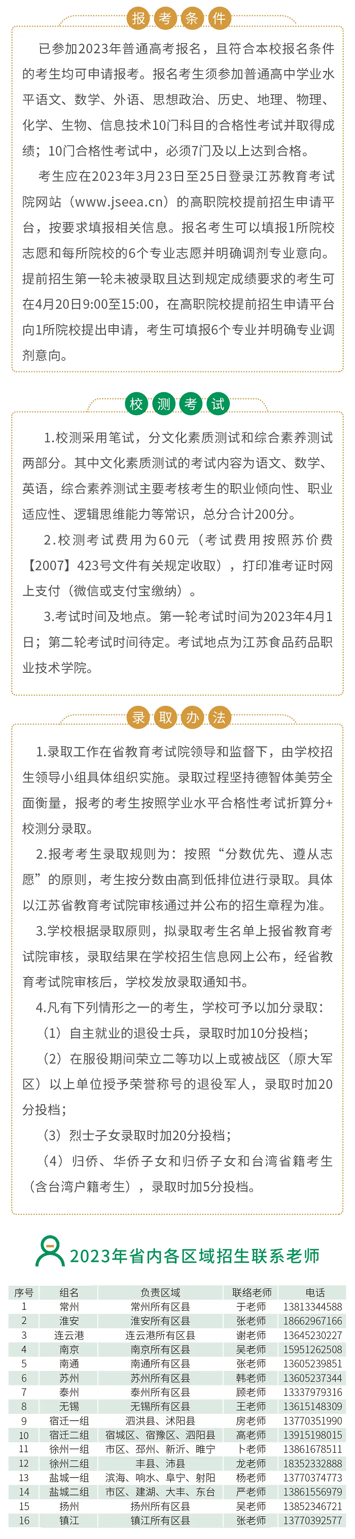 江苏食品药品职业技术学院2022年提前批招生简章