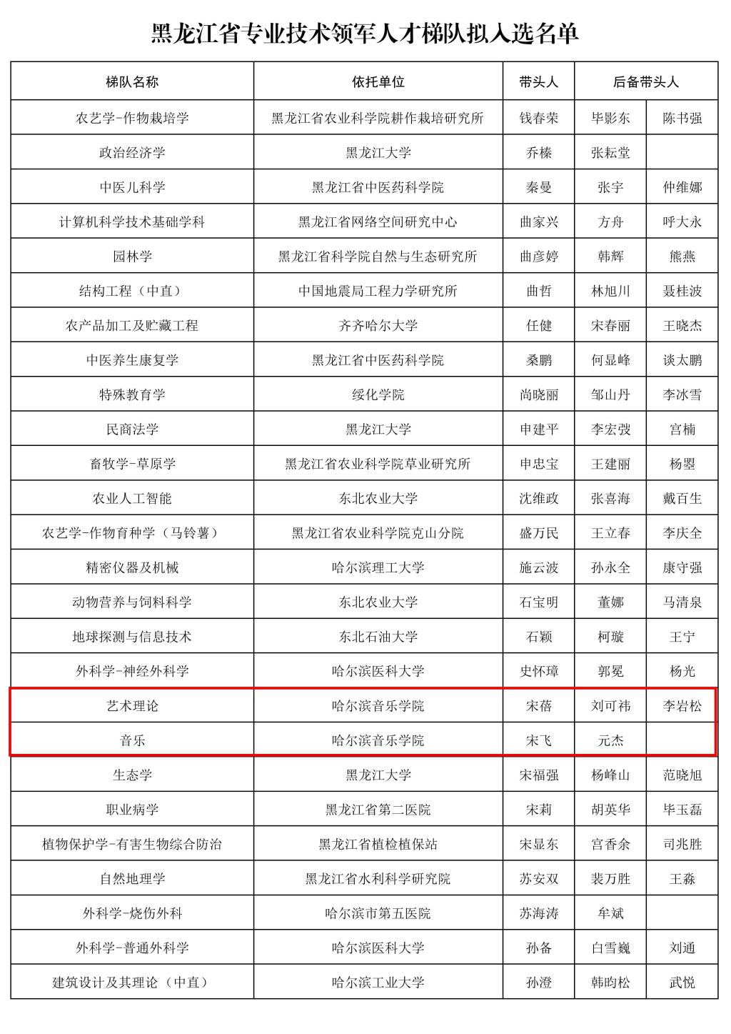 哈尔滨音乐学院2个梯队获批黑龙江省专业技术领军人才梯队